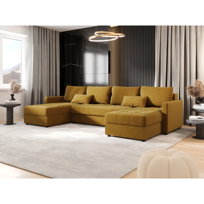 Rozkládací sedací souprava do U ADELINDE - hořčicová