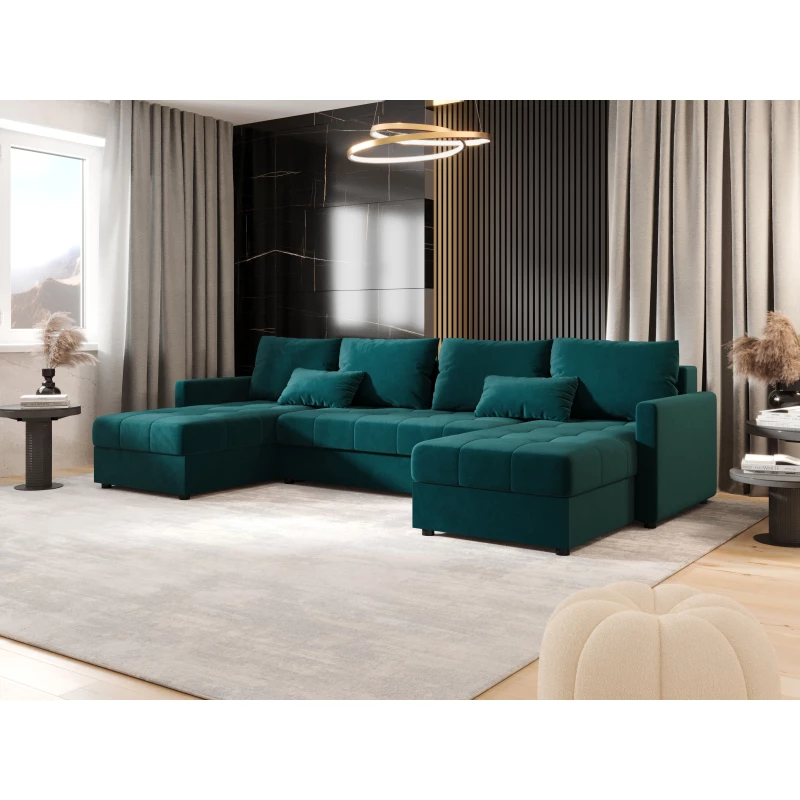 Rozkládací sedací souprava do U ADELINDE - petrolejová