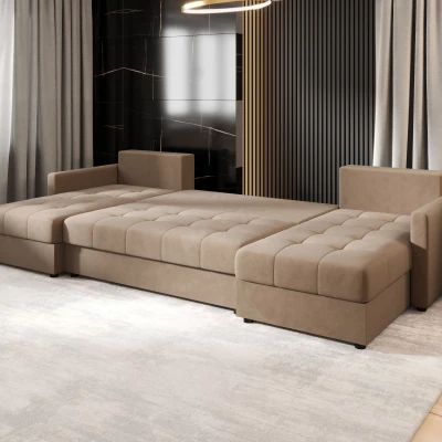 Rozkládací sedací souprava do U ADELINDE - hnědá