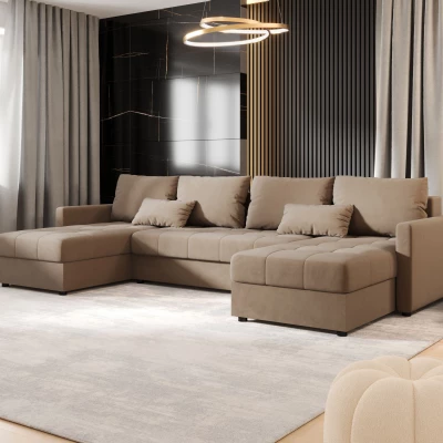 Rozkládací sedací souprava do U ADELINDE - hnědá