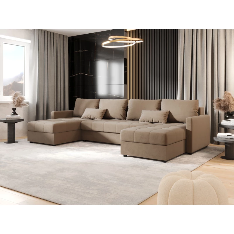 Rozkládací sedací souprava do U ADELINDE - hnědá