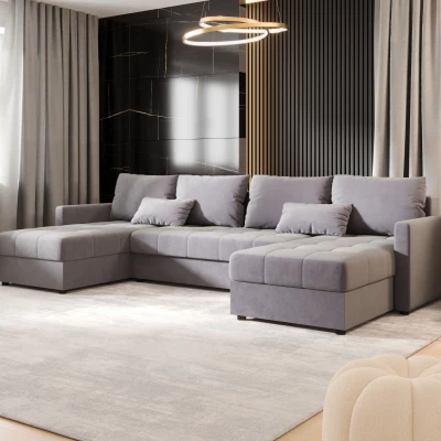 Rozkládací sedací souprava do U ADELINDE - světle šedá