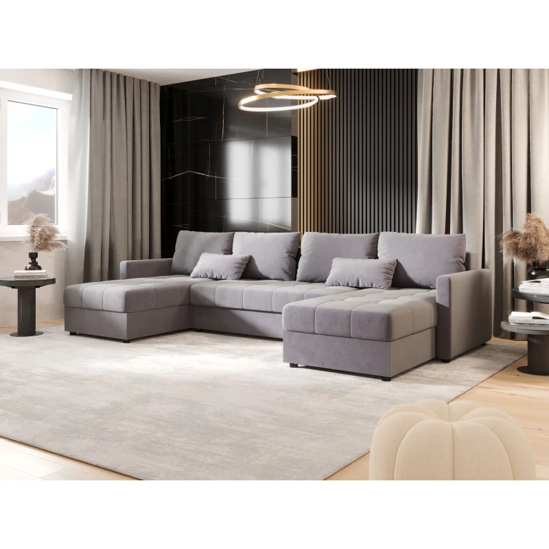 Rozkládací sedací souprava do U ADELINDE - světle šedá