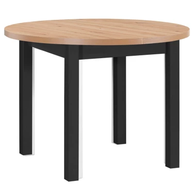Kulatý jídelní stůl 100(180)x100 HELGA 4 - dub artisan / černý