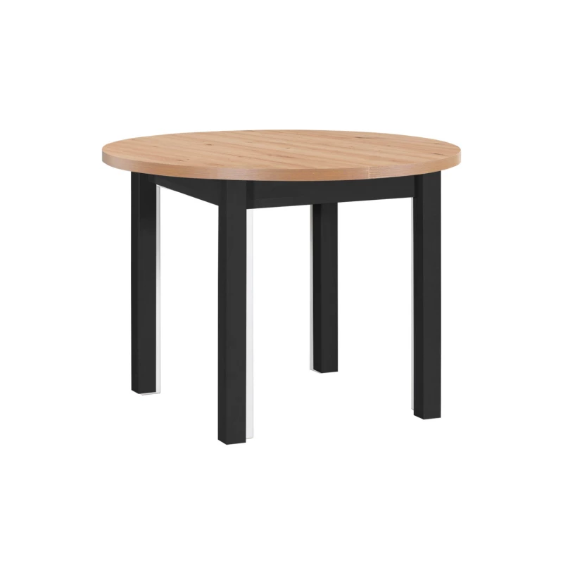 Kulatý jídelní stůl 100(180)x100 HELGA 4 - dub artisan / černý