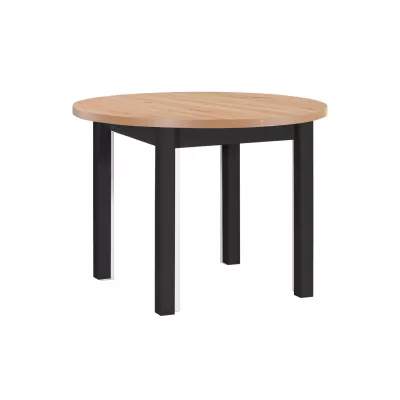 Kulatý jídelní stůl 100(180)x100 HELGA 4 - dub artisan / černý