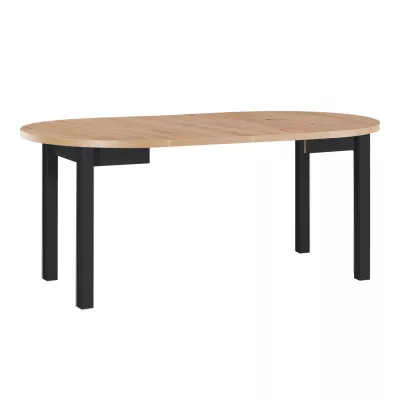 Kulatý jídelní stůl 100(180)x100 HELGA 4 - dub artisan / černý