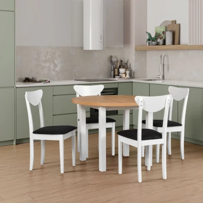 Kulatý jídelní stůl 100(180)x100 HELGA 4 - dub grandson / bílý