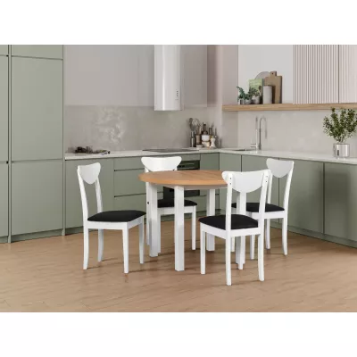 Kulatý jídelní stůl 100(180)x100 HELGA 4 - dub grandson / bílý