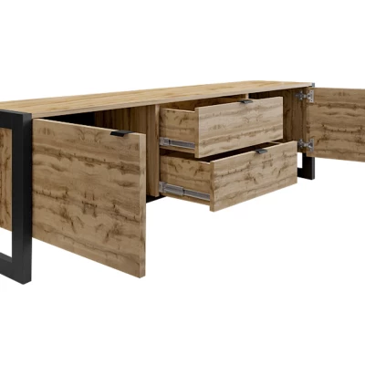 VÝPRODEJ - Televizní stolek ROJA 2 - dub wotan / černý