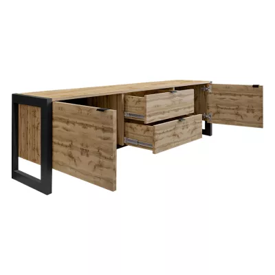 VÝPRODEJ - Televizní stolek ROJA 2 - dub wotan / černý