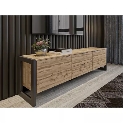 VÝPRODEJ - Televizní stolek ROJA 2 - dub wotan / černý