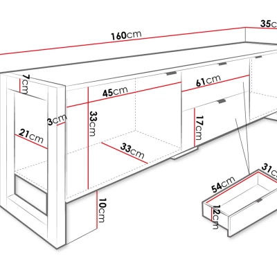 VÝPRODEJ - Televizní stolek ROJA 2 - dub wotan / černý