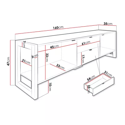 VÝPRODEJ - Televizní stolek ROJA 2 - dub wotan / černý