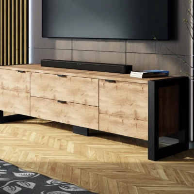 VÝPRODEJ - Televizní stolek ROJA 2 - dub wotan / černý