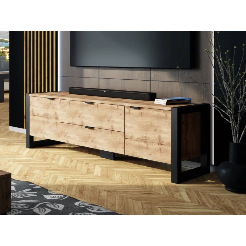 VÝPRODEJ - Televizní stolek ROJA 2 - dub wotan / černý