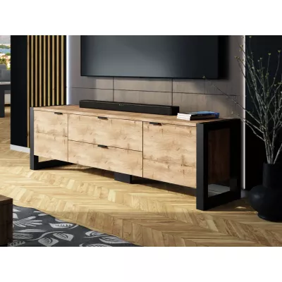 VÝPRODEJ - Televizní stolek ROJA 2 - dub wotan / černý