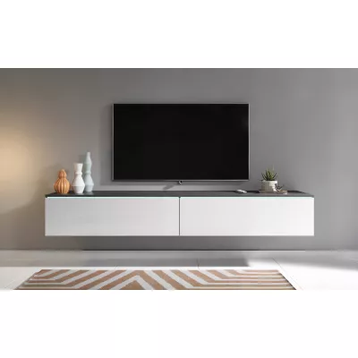 VÝPRODEJ - TV stolek CERIEE 180 - matera / bílý lesklý