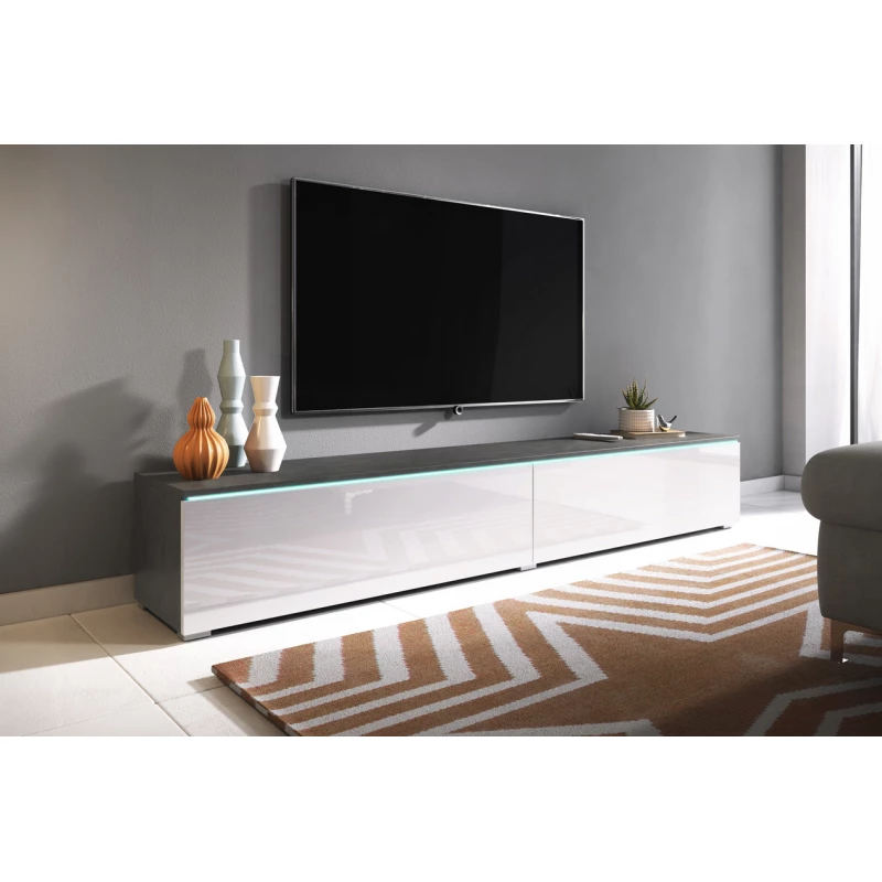 VÝPRODEJ - TV stolek CERIEE 180 - matera / bílý lesklý