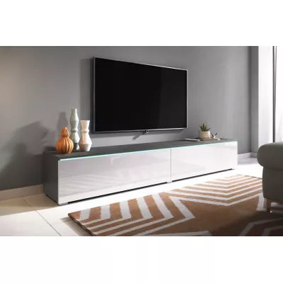 VÝPRODEJ - TV stolek CERIEE 180 - matera / bílý lesklý