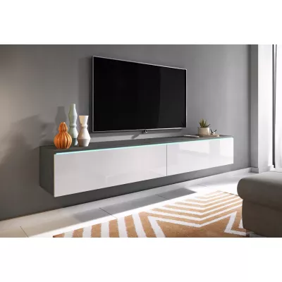 VÝPRODEJ - TV stolek CERIEE 180 - matera / bílý lesklý