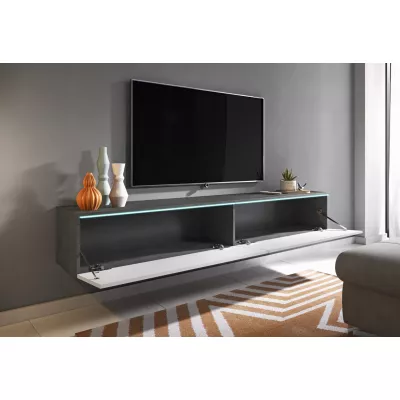 VÝPRODEJ - TV stolek CERIEE 180 - matera / bílý lesklý