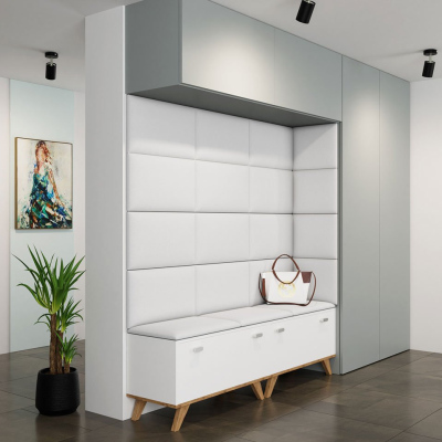 VÝPRODEJ - Čalouněný nástěnný panel 50x30 PAG - bílá ekokůže