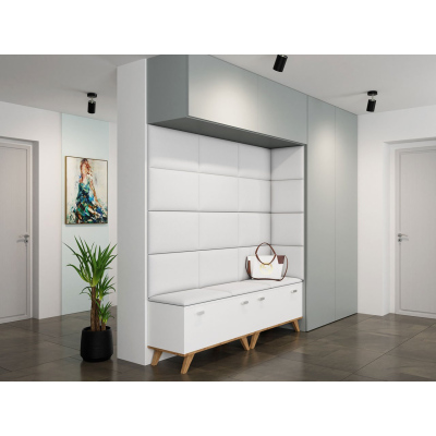 VÝPRODEJ - Čalouněný nástěnný panel 50x30 PAG - bílá ekokůže