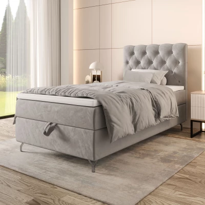 Čalouněná boxspringová postel 90x200 ADRIA 2 - světle šedá