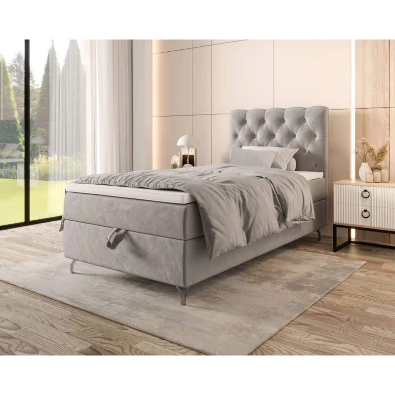Čalouněná boxspringová postel 90x200 ADRIA 2 - světle šedá