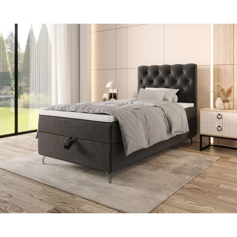 Čalouněná boxspringová postel 90x200 ADRIA 2 - šedá