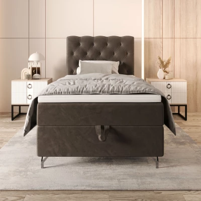 Čalouněná boxspringová postel 100x200 ADRIA 2 - hnědá