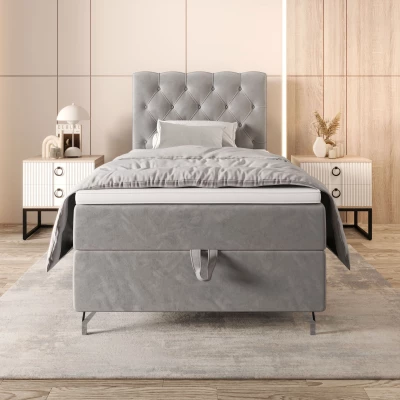 Čalouněná boxspringová postel 100x200 ADRIA 2 - světle šedá