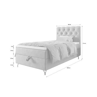 Čalouněná boxspringová postel 100x200 ADRIA 2 - světle šedá