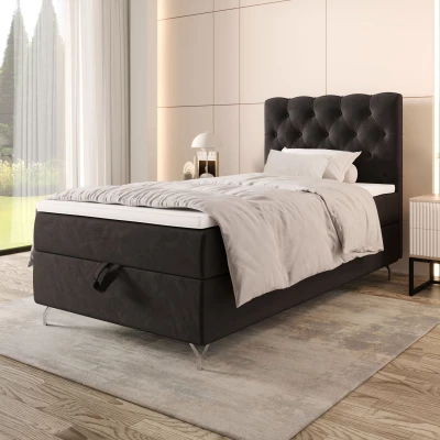Čalouněná boxspringová postel 100x200 ADRIA 2 - tmavě šedá