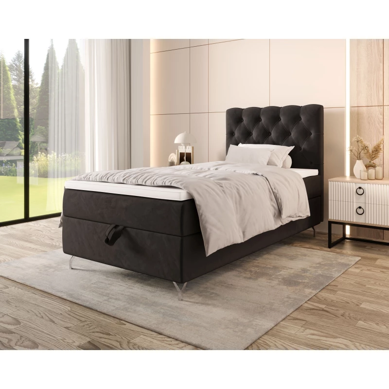 Čalouněná boxspringová postel 100x200 ADRIA 2 - tmavě šedá