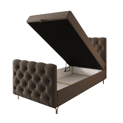 Čalouněná boxspringová postel 90x200 ADRIA PLUS 2 - hnědá