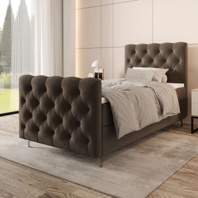 Čalouněná boxspringová postel 90x200 ADRIA PLUS 2 - hnědá