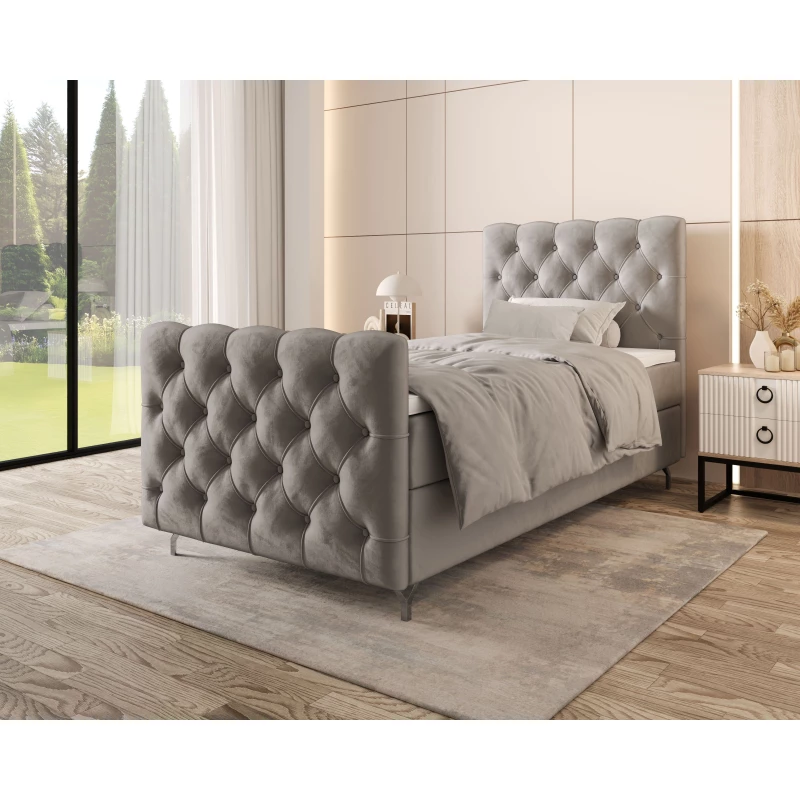Čalouněná boxspringová postel 90x200 ADRIA PLUS 2 - světle šedá