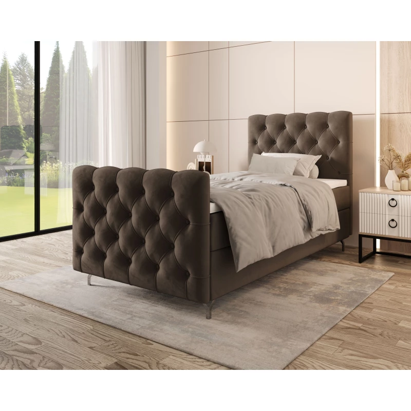 Čalouněná boxspringová postel 120x200 ADRIA PLUS 2 - hnědá