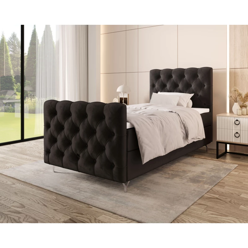 Čalouněná boxspringová postel 120x200 ADRIA PLUS 2 - tmavě šedá