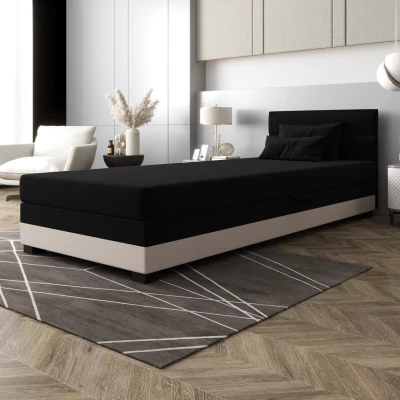 Jednolůžková čalouněná postel 90x195 NALINDA 1 - černá / ecru