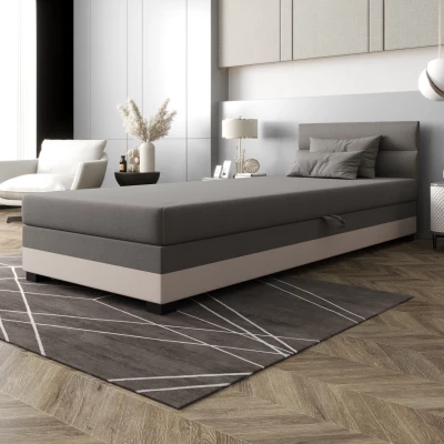 Jednolůžková čalouněná postel 80x195 NALINDA 1 - světle šedá / ecru
