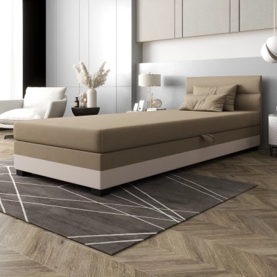 Jednolůžková čalouněná postel 80x195 NALINDA 1 - hnědá / ecru