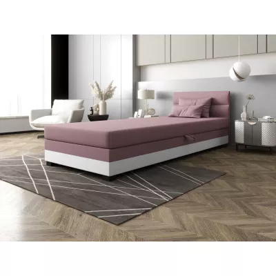 Jednolůžková čalouněná postel 80x195 NALINDA 1 - růžová / bílá