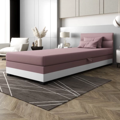 Jednolůžková čalouněná postel 90x195 NALINDA 1 - růžová / bílá