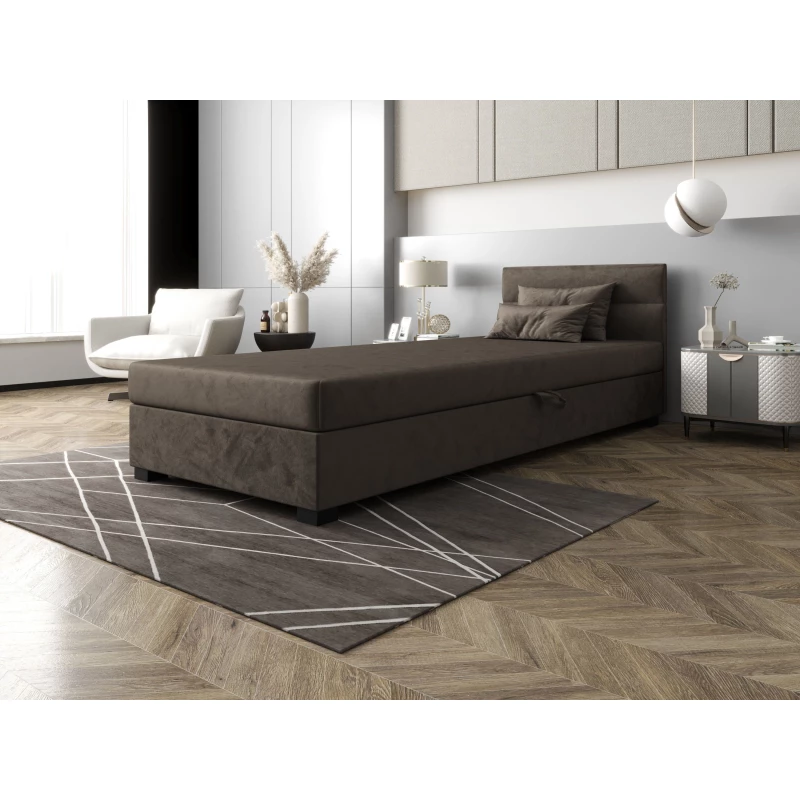 Jednolůžková čalouněná postel 80x195 NALINDA 1 - tmavě hnědá