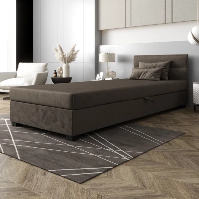 Jednolůžková čalouněná postel 90x195 NALINDA 1 - tmavě hnědá