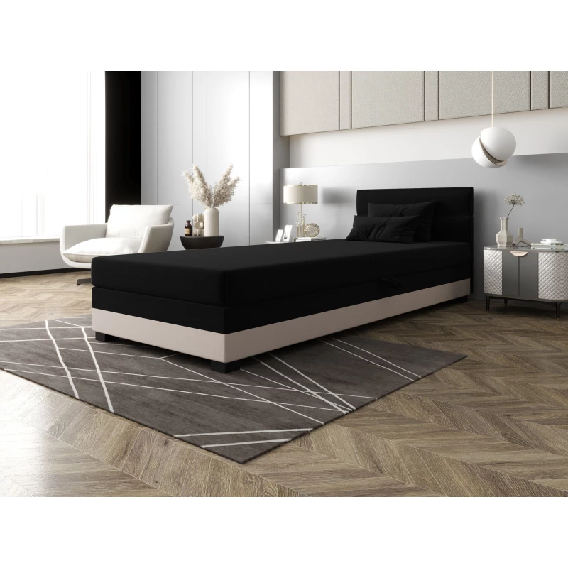 Jednolůžková čalouněná postel 90x195 NALINDA 2 - černá / ecru