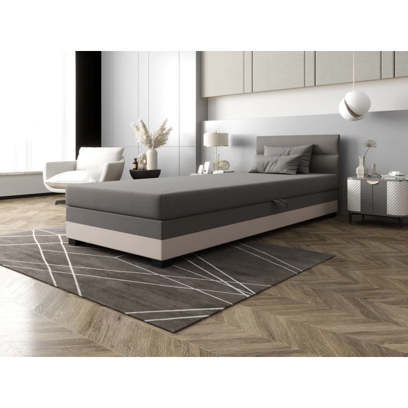 Jednolůžková čalouněná postel 90x195 NALINDA 2 - světle šedá / ecru